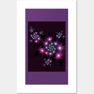 Pink Purple Gothic Flowers Posters and Art
